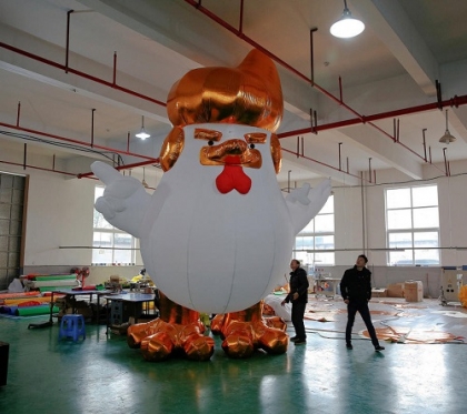 inflatable trump chicken car...