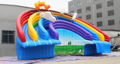rainbow inflatable water sli...