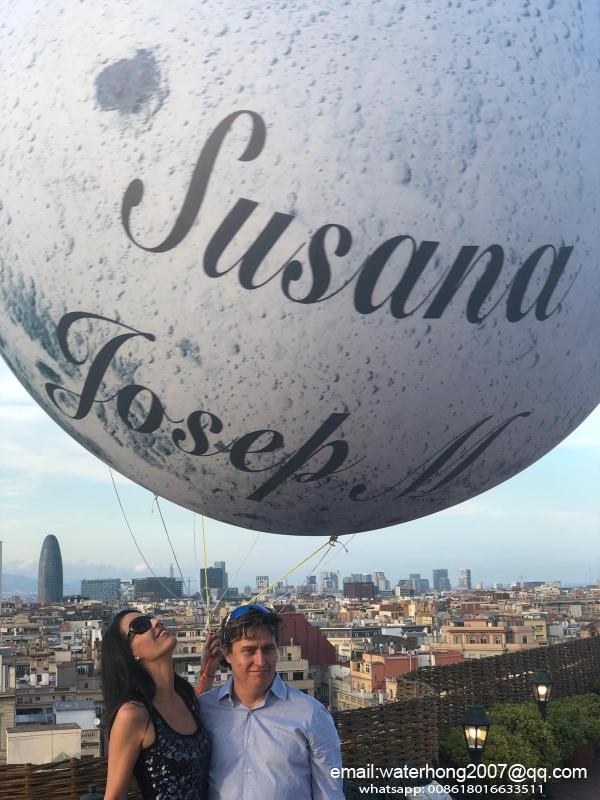 Outdoor LED Lighted Inflatable Moon Sphere Giant Flying Inflatable Helium Balloon For Show