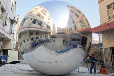 Huge inflatable mirror ball ...